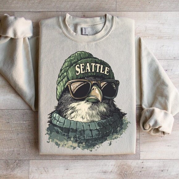Abby Y Tops - Seattle Football Crewneck Sweatshirt, Seattle Mascot Sweatshirt, Vintage Sports
